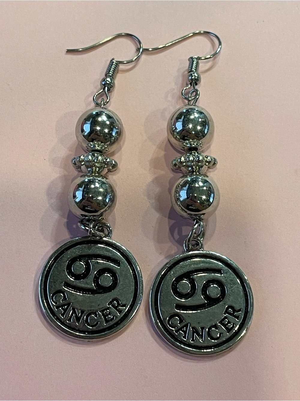 Silver Tone Cancer Astrology Horoscope Pierced Earrings #7593